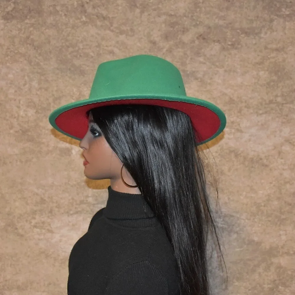Lemon Green with Red Base Fedora Hat